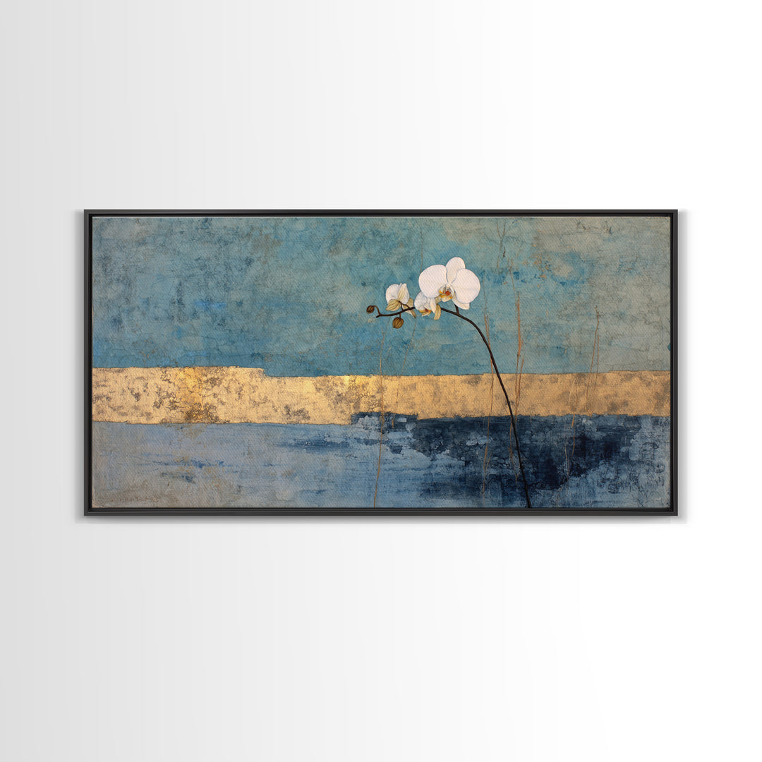 Single Orchid Stem Framed Canvas Print, Zen Art, Contemporary Art, Living Room Decor, Fine Art, Zen, Wall Art, Home Decor, ZEN-2x1-19
