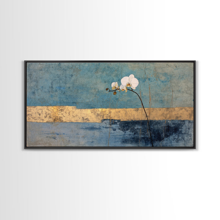 Single Orchid Stem Framed Canvas Print, Zen Art, Contemporary Art, Living Room Decor, Fine Art, Zen, Wall Art, Home Decor, ZEN-2x1-19