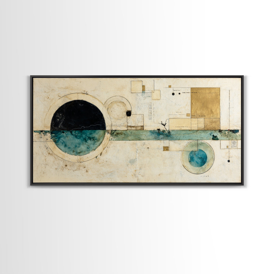 Abstract Balance of Circle Square and Line Canvas Print, Zen Art, Minimalist Wall Art, Living Room Decor, Abstract Art, Zen, ZEN-2x1-63