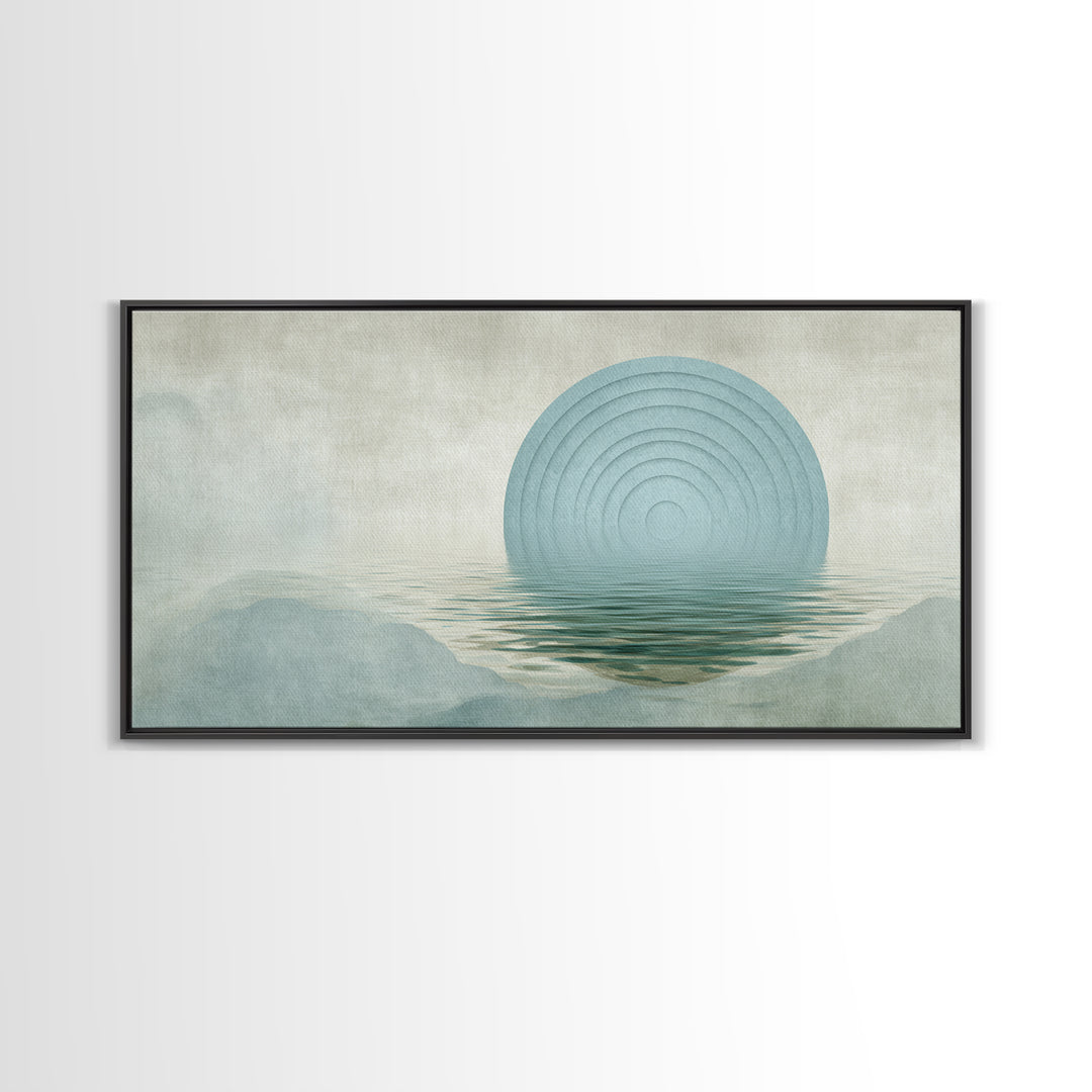 Water Ripple Circle Framed Canvas Print, Zen Art, Digital Print, Living Room Decor, Fine Art, Zen, Extra Large Wall Art, ZEN-2x1-9