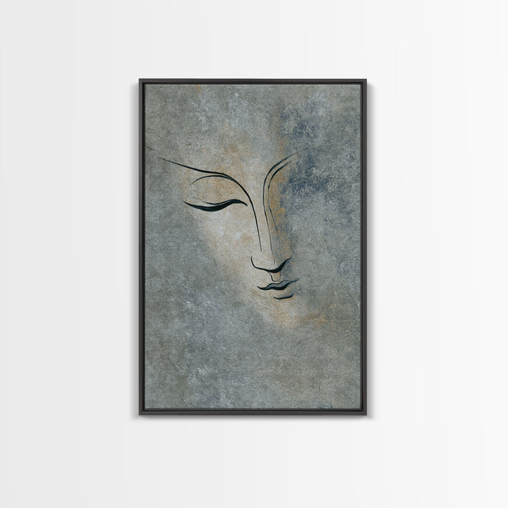 Calm Face with Closed Eyes and Simple Canvas Print, Zen Art, Abstract Art, Living Room Decor, Fine Art, Zen, Wabi Sabi Wall Art, ZEN-2x3-54