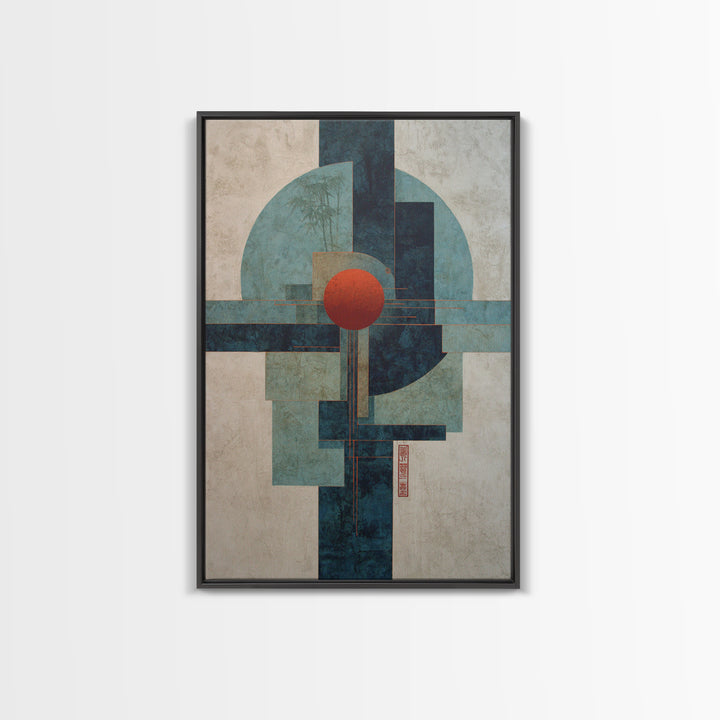 Abstract Balance of Circle Square and Line Framed Canvas Print, Zen Art, Contemporary Art, Living Room Decor, Abstract Art, Zen, ZEN-2x3-75