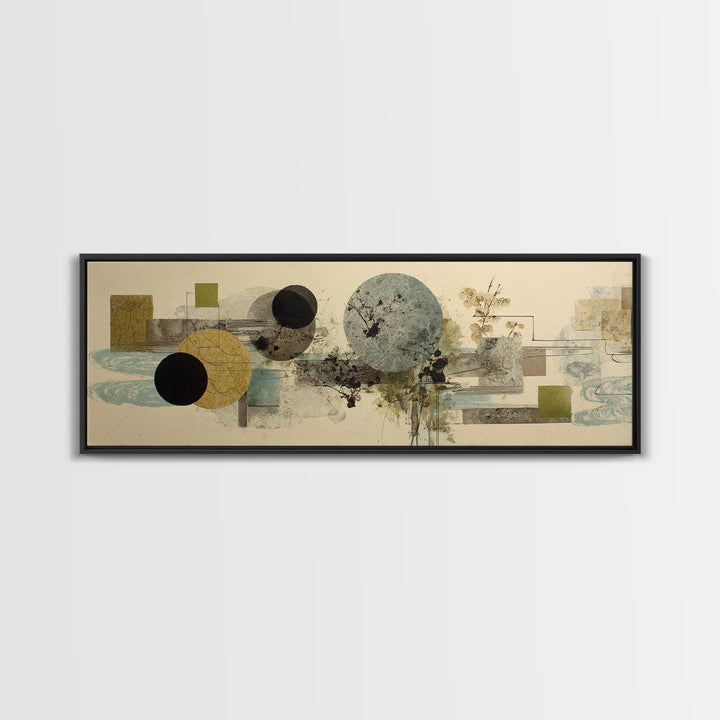 Abstract Balance of Circle Square and Line Canvas Print, Zen Art, Art, Living Room Decor, Zen, Garden Art, Japanese Wall Art, ZEN-3x1-35
