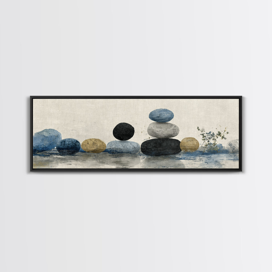 Smooth Pebbles Arranged Framed Canvas Print, Zen Art, Printable Art, Living Room Decor, Fine Art, Zen, Nature Prints, ZEN-3x1-51