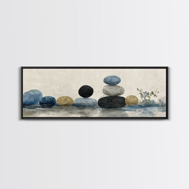 Smooth Pebbles Arranged Framed Canvas Print, Zen Art, Printable Art, Living Room Decor, Fine Art, Zen, Nature Prints, ZEN-3x1-51