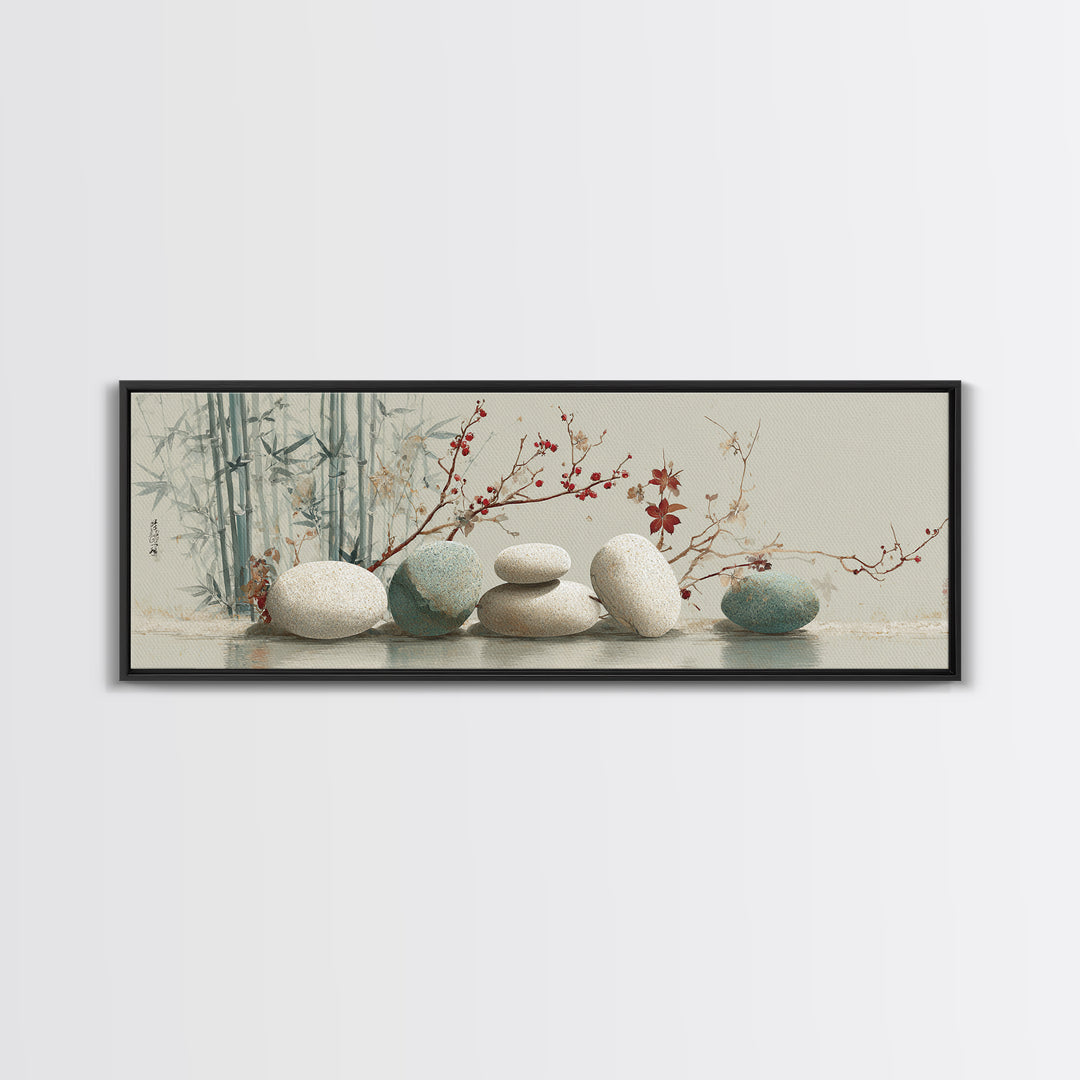 Smooth Pebbles Arranged Canvas Print, Zen Art, Japanese Art, Living Room Decor, Fine Art, Zen, Contemporary Art, Gallery Decor, ZEN-3x1-75