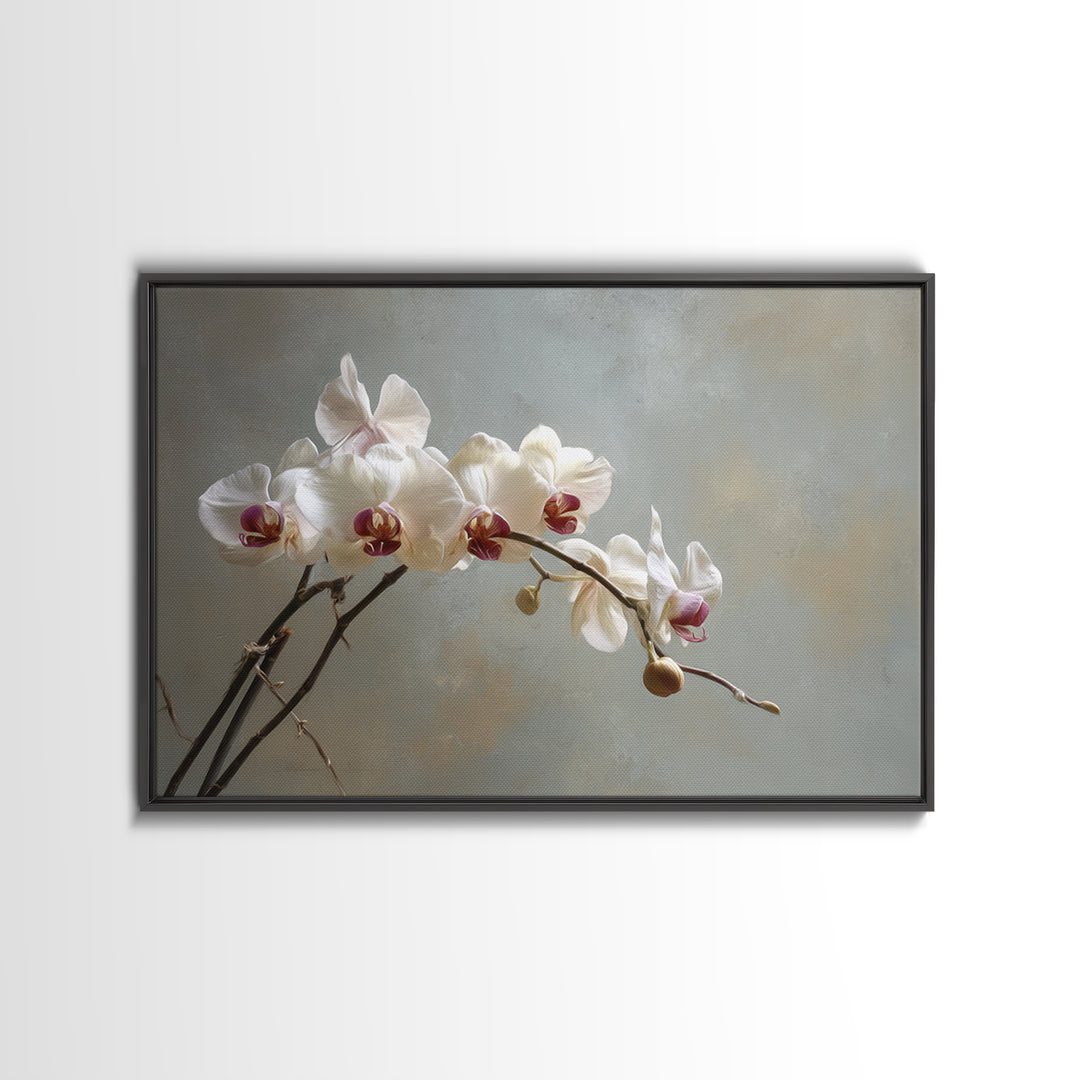 Single Orchid Stem Framed Canvas Print, Zen Art, Wall Art, Living Room Decor, Fine Art, Zen, Boho Wall Art, Garden Art, ZEN-3x2-27