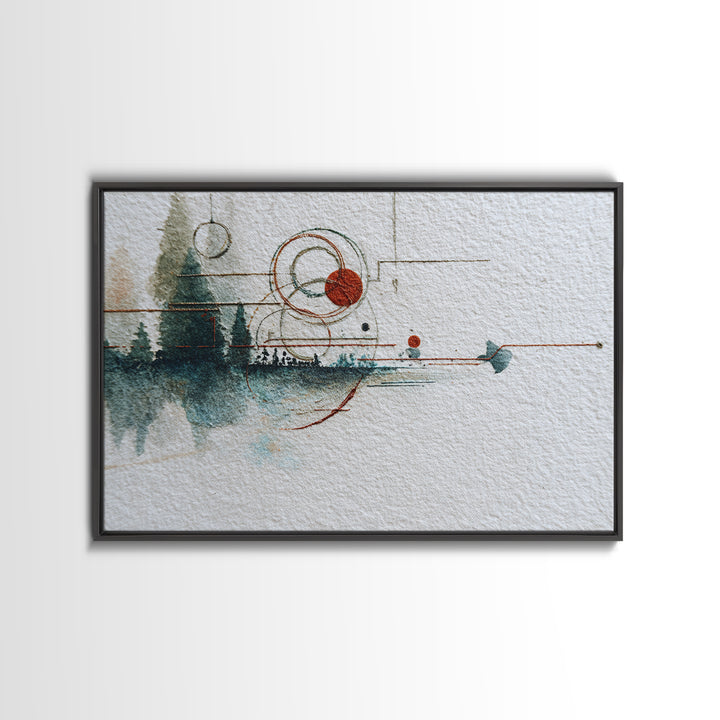 Abstract Balance of Circle Square and Line Framed Canvas Print, Zen Art, Abstract Painting, Living Room Decor, Fine Art, Zen, ZEN-3x2-47