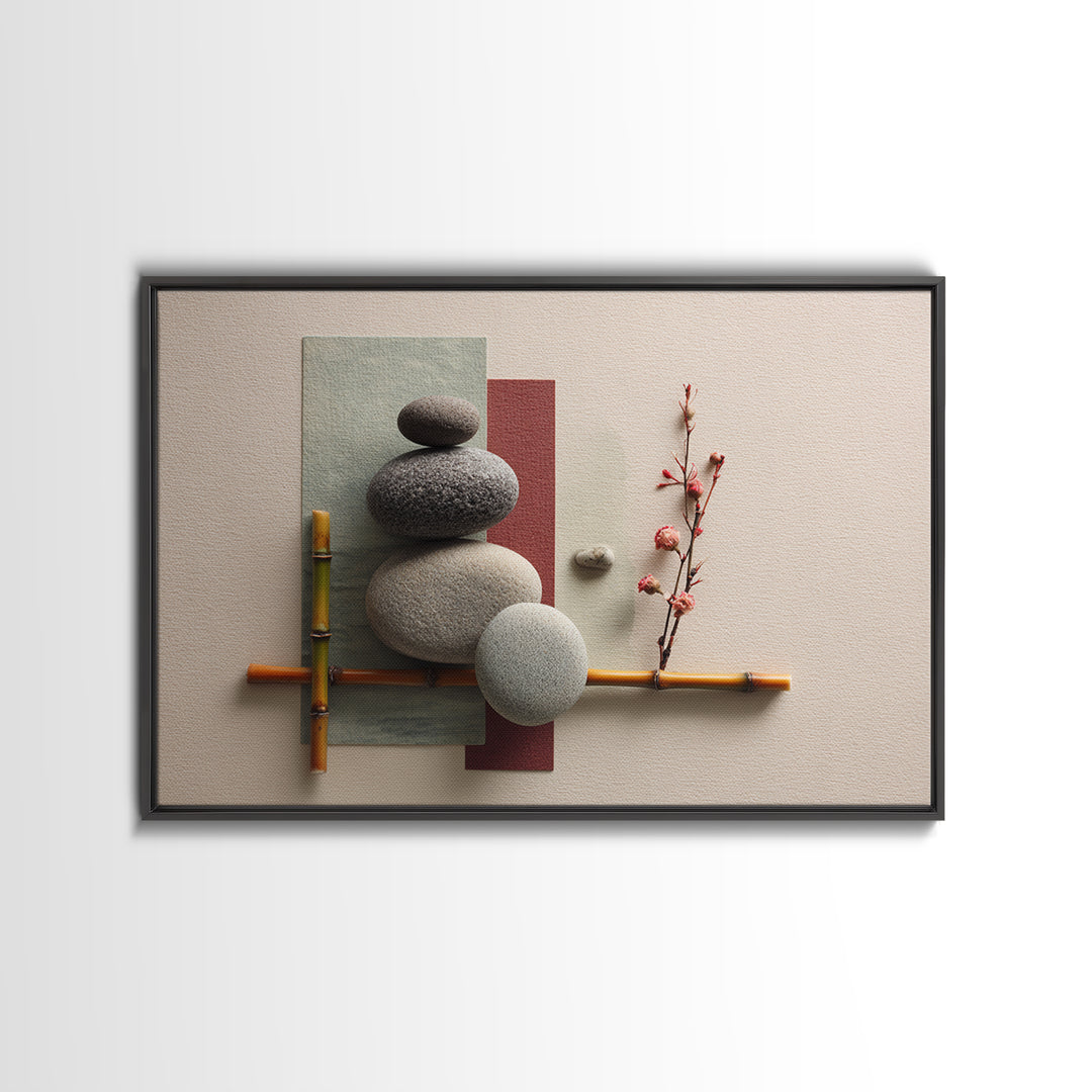 Smooth Pebbles Arranged Framed Canvas Print, Zen Art, Fine Art Print, Living Room Decor, Fine Art, Zen, Printable Wall Art, ZEN-3x2-63