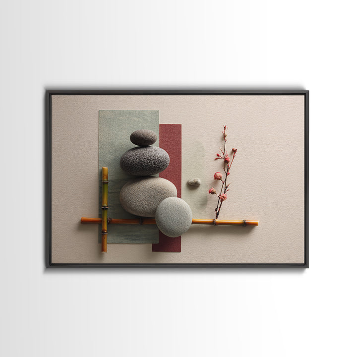 Smooth Pebbles Arranged Framed Canvas Print, Zen Art, Fine Art Print, Living Room Decor, Fine Art, Zen, Printable Wall Art, ZEN-3x2-63