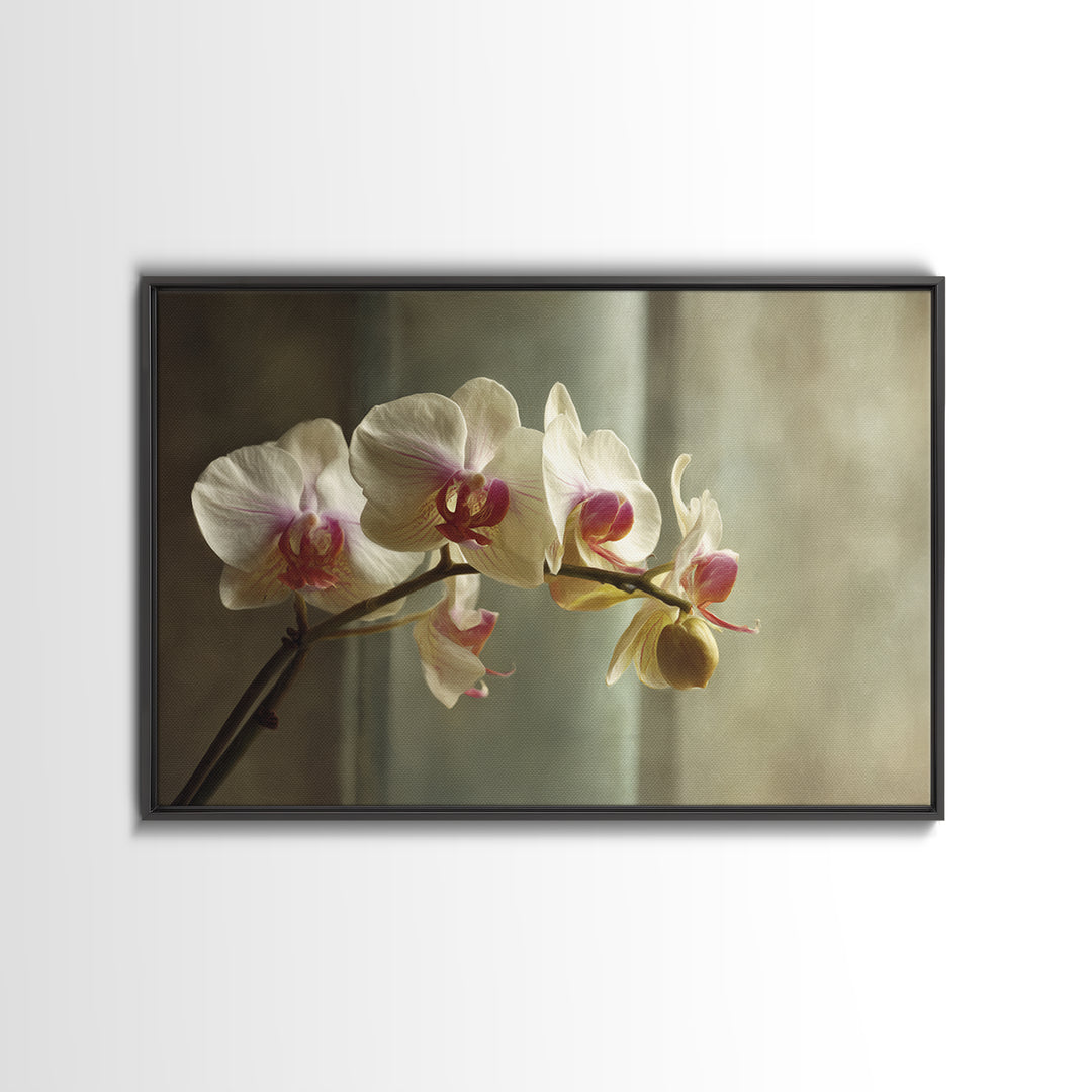 Single Orchid Stem Framed Canvas Print, Zen Art, Extra Large Wall Art, Living Room Decor, Zen, Boho Decor, Luxury Decor, ZEN-3x2-99