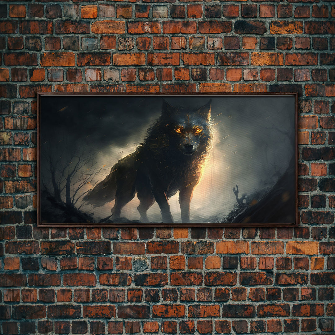 The Great Wolf Fenrir, Framed Canvas Print, Norse Mythology, Fantasy Art
