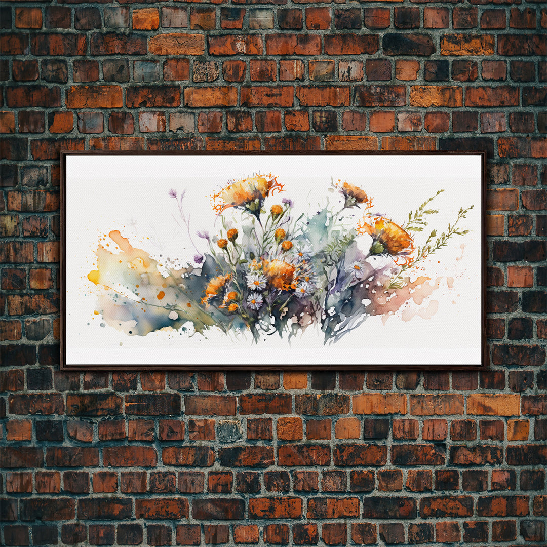 Rustic Farmhouse Decor, Framed Canvas Print, Floral Watercolor Painting, Flower Art, Flower Painting, Entry Room Painting, Gift For Mom
