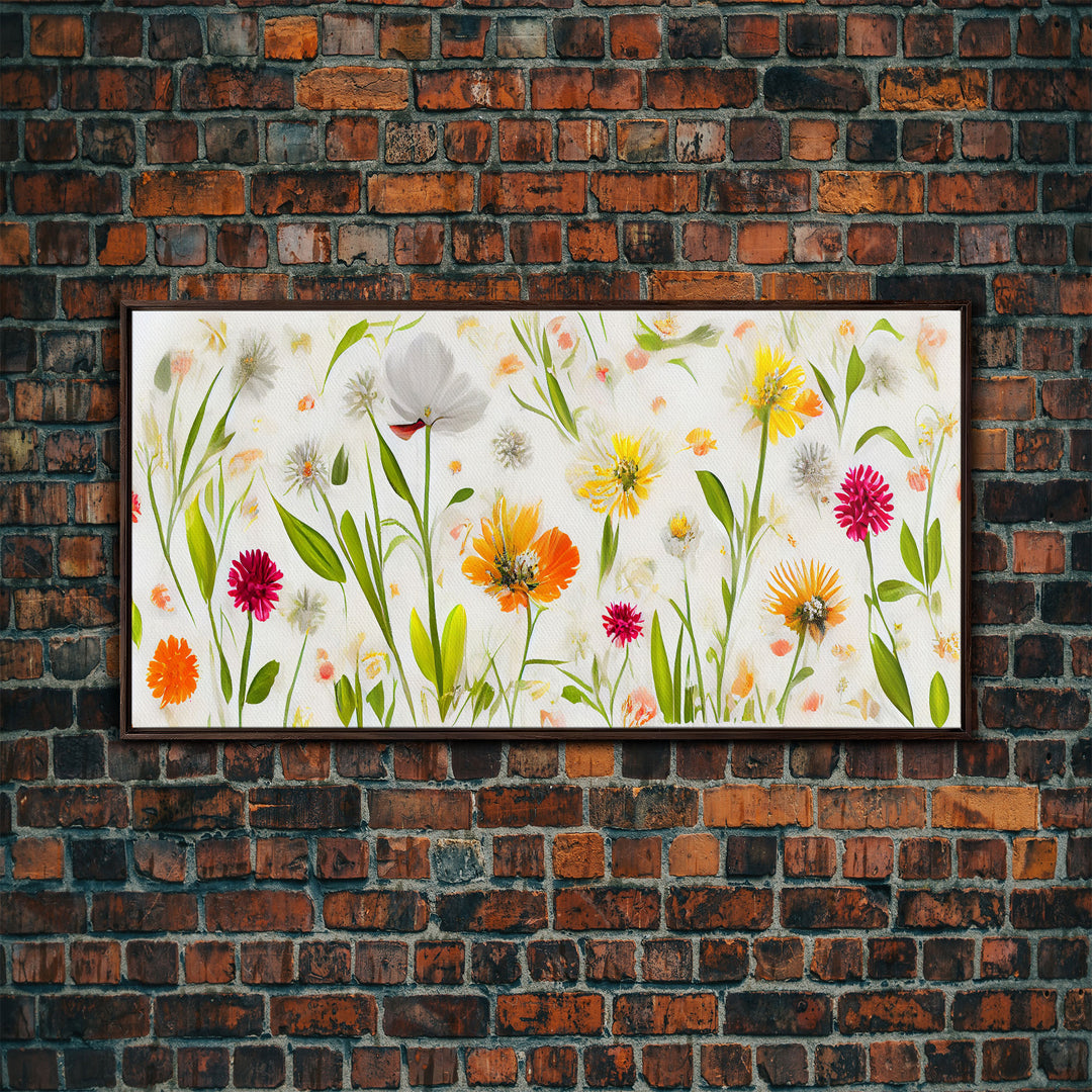 Botanical wall art, spring flowers, canvas print, dorm art for girls