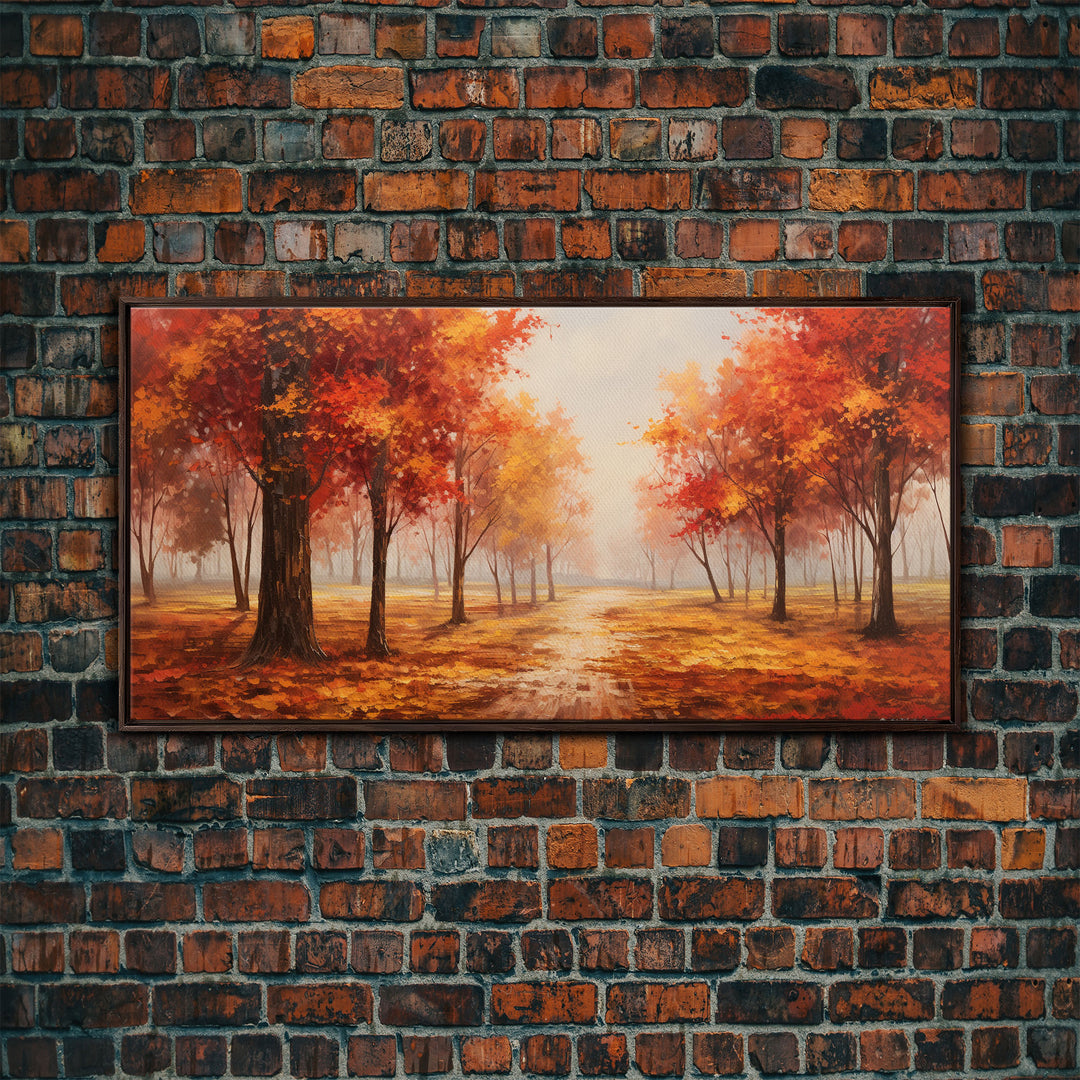 Fall Decor, Beautiful Forest In Early Autumn, Landscape Framed Canvas Print Painting, Wall Art, Wall Decor, Autumn Decor, Farmhouse Decor