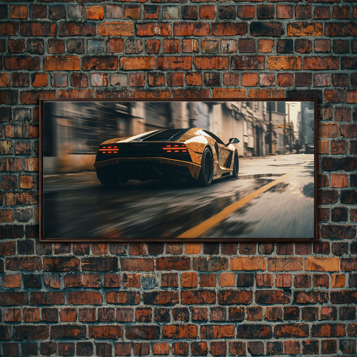 Cool Supercar Art, Framed Canvas Print, Cyberpunk Sportscar Painting, Futuristic Supercar Painting, Man Cave Decor, Gift For Him, Car Guy