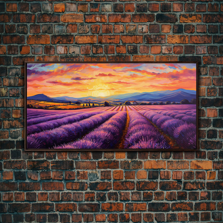 Lavender Fields, Framed Canvas Print, Purple Art, Southwestern Decor, Farmhouse Art, Centerpiece Art, Digital Wall Art, Landacape Painting