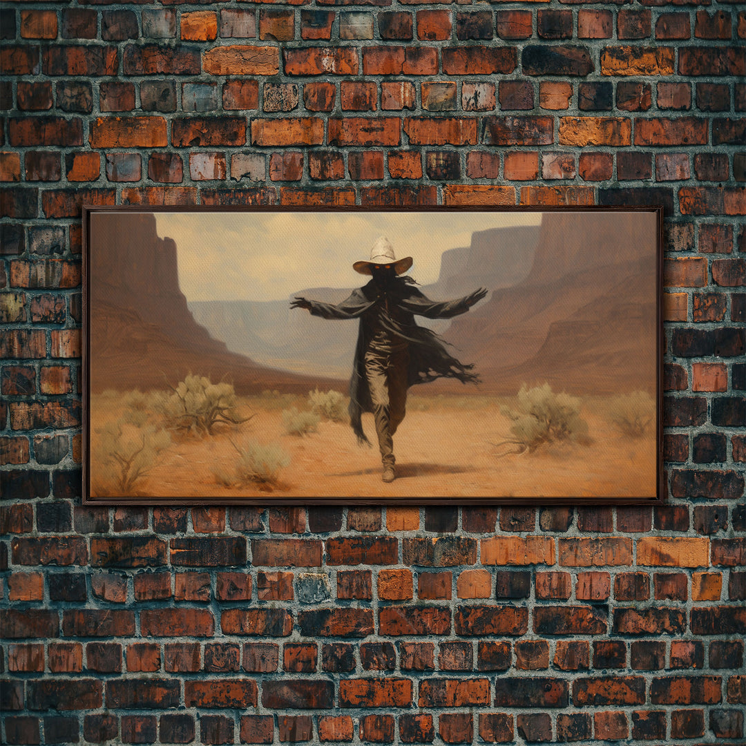 The Fabulous Ghost Cowboy Art, Framed Canvas Print, Halloween art, spooky decor, cowboy art, western decor,  ghost art
