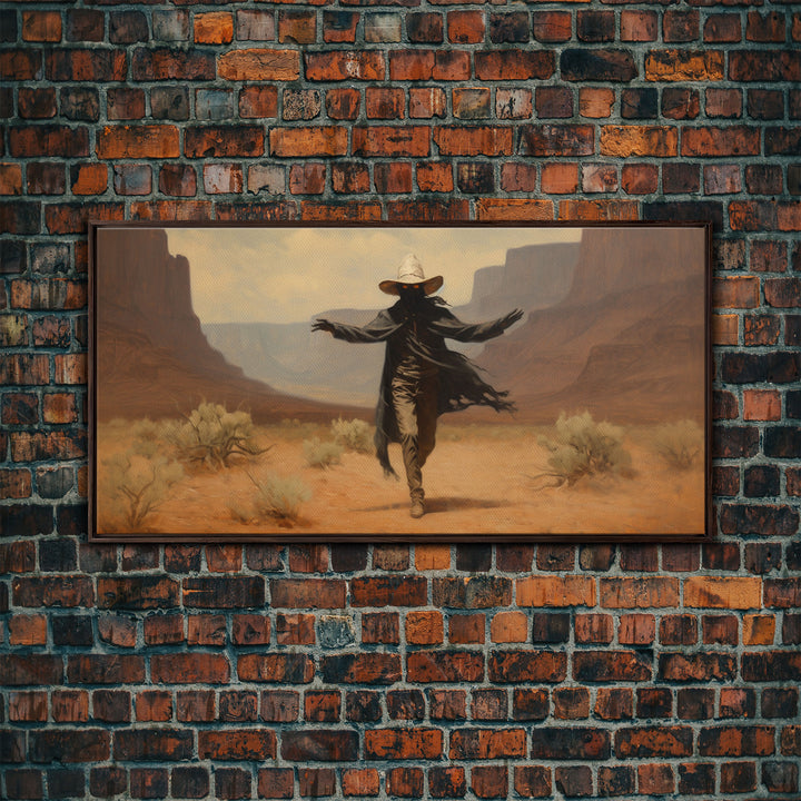 The Fabulous Ghost Cowboy Art, Framed Canvas Print, Halloween art, spooky decor, cowboy art, western decor,  ghost art