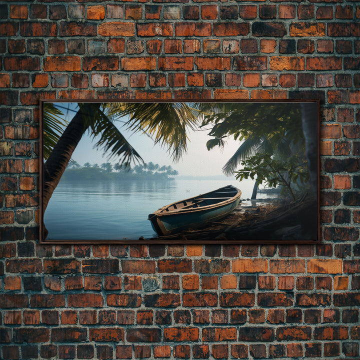 An Abandoned Canoe In The Florida Everglades - Florida Art - Framed Canvas Print - Liminal Spaces - Cool Wall Art - Eclectic Decor