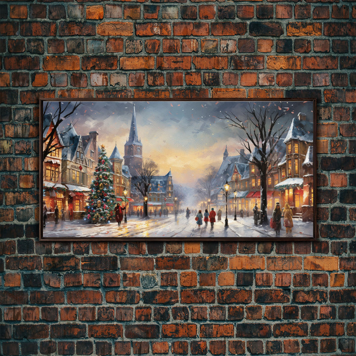 Retro Christmas Winter Wonderland Framed Canvas Print - Christmas Decoration - Christmas Art - Christmas Living Room Decor