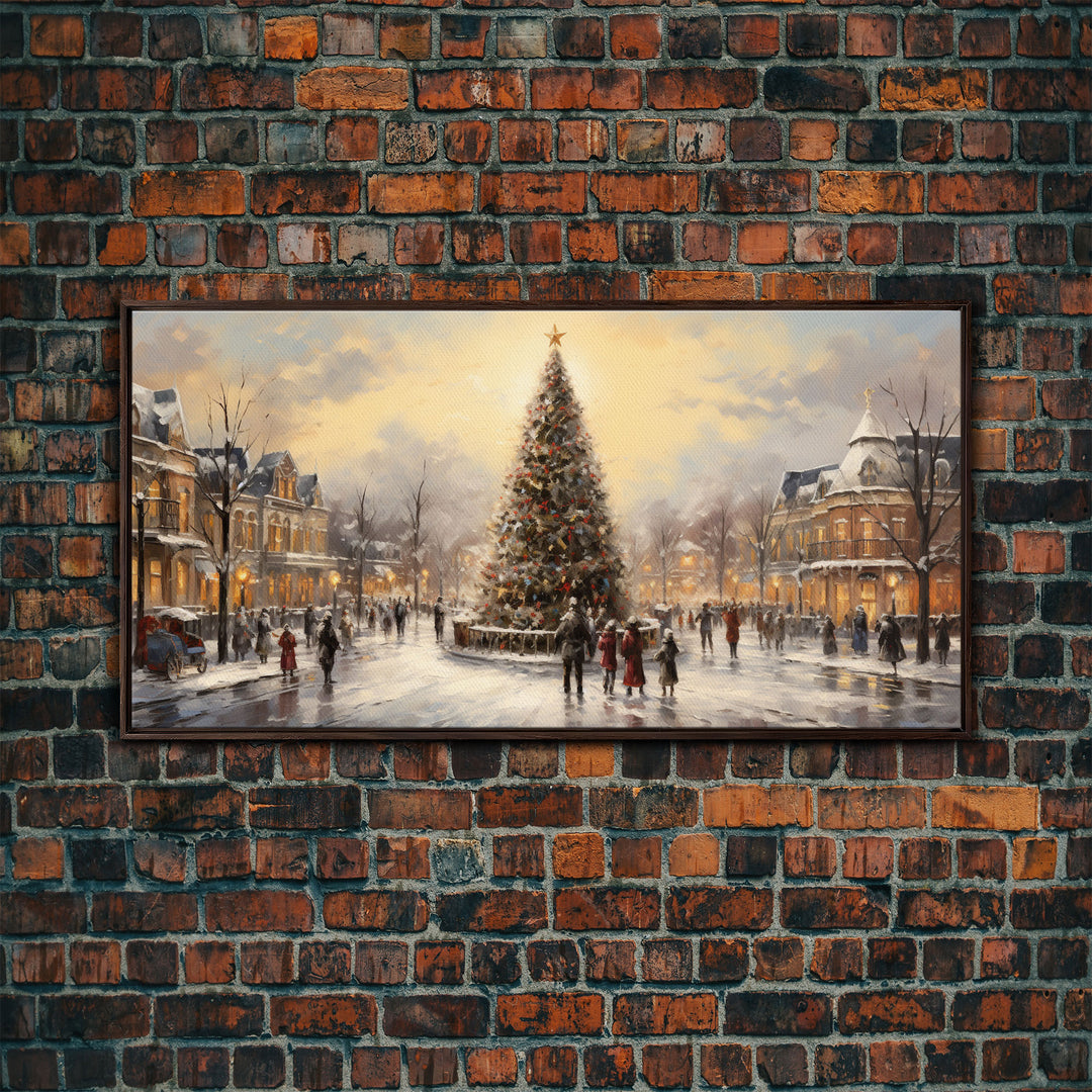 Retro Christmas Village Framed Christmas Wall Art - Framed Christmas Art - Canvas Art - St. Nicholas - Winter Wonderland Centerpiece