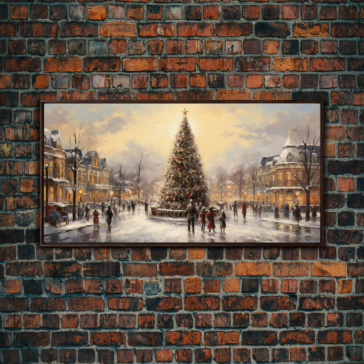 Retro Christmas Village Framed Christmas Wall Art - Framed Christmas Art - Canvas Art - St. Nicholas - Winter Wonderland Centerpiece