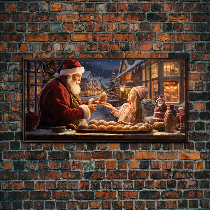 Santa Art Canvas Print - Santa Sharing a Cake - Christmas Art - Santa Art Print - Christmas Wall Art - Santa Decor - Christmas Art Print