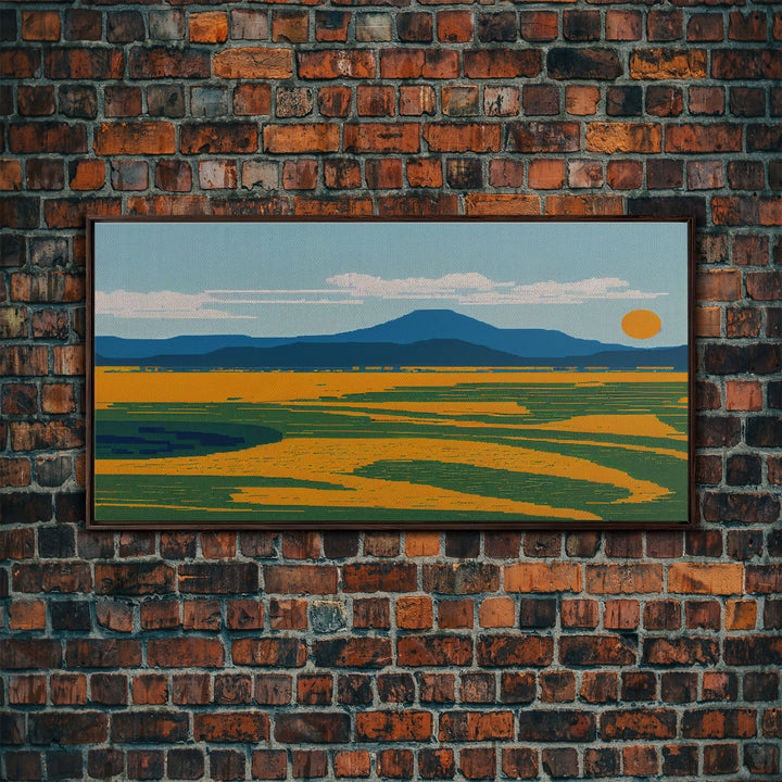 Pixel Art, Beautiful Landscape Made Of Pixels, Ready To Hang Canvas Print, Framed Wall Art