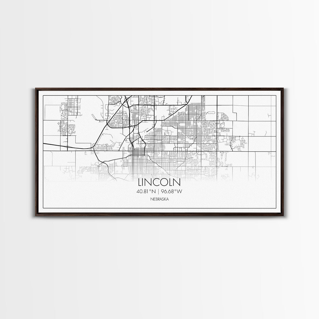 Lincoln City Map, Nebraska Map, Map Art, Modern Art, Wall Art, Canvas Art, Dorm Room Wall Art, Bar Wall Art, Gift For Mom, Teen Wall Art