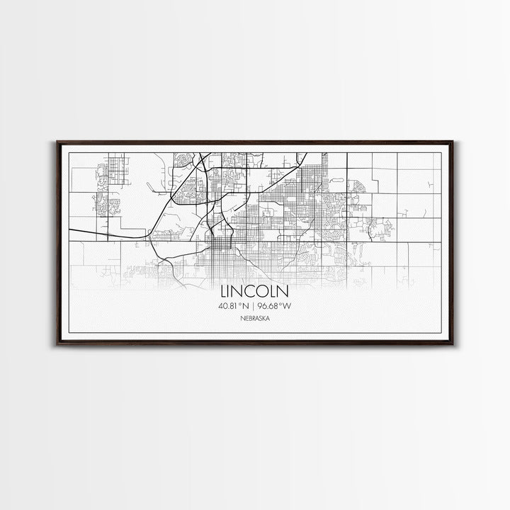 Lincoln City Map, Nebraska Map, Map Art, Modern Art, Wall Art, Canvas Art, Dorm Room Wall Art, Bar Wall Art, Gift For Mom, Teen Wall Art