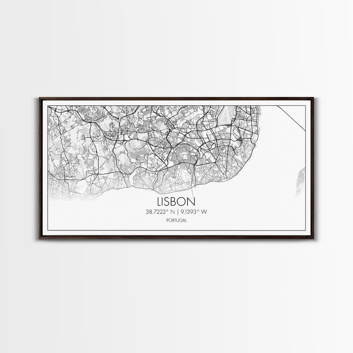 Lisbon City Map, Portugal Map, Map Art, Modern Art, Wall Art, Canvas Art, Travel Wall Décor, Apartment Wall Art, Book Lover Gift, Office Art