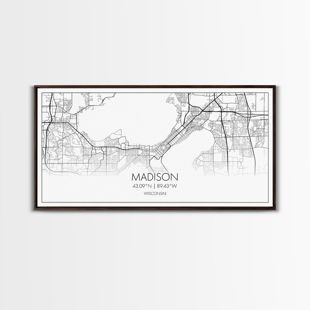 Madison City Map, Wisconsin Map, Map Art, Modern Art, Wall Art, Canvas Art, Unique Gifts, Large Wall Art, College Décor, Room Décor, Prints