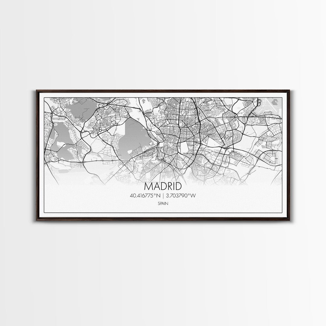 Madrid City Map, Spain Map, Map Art, Modern Art, Wall Art, Canvas Art, Europe Wall Art, Girl Room Décor, Mens Gift, Preppy Wall Art, Office