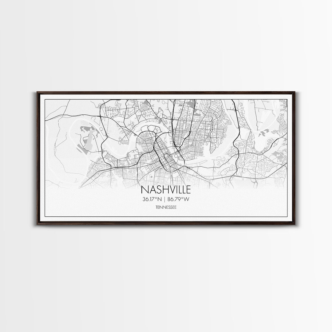 Nashville City Map, Tennessee Map, Map Art, Minimalist Wall Art, Wall Art, Canvas Art, Music Lover Gift, Country Décor, Landscape Wall Art