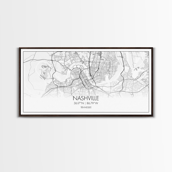 Nashville City Map, Tennessee Map, Map Art, Minimalist Wall Art, Wall Art, Canvas Art, Music Lover Gift, Country Décor, Landscape Wall Art