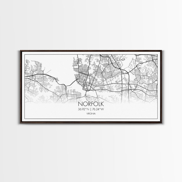 Norfolk City Map, Virginia Art, Map Print, Minimalist Wall Art, Wall Art, Canvas Art, Cabin Wall Art, Southern Wall Décor, Unique Wall Art