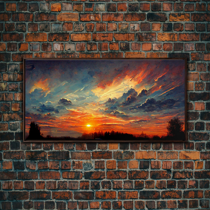 Mountain Sunset Oil Painting On Canvas, Canvas Print, Ready to hang gallery wrapped nature canvas print