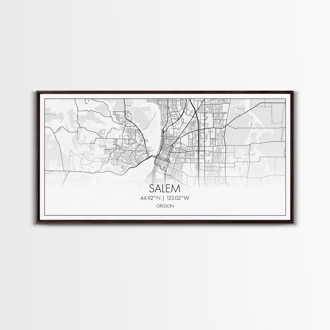 Salem City Map, Oregon Art, Map Print, Minimalist Wall Art, Wall Art, Canvas Art, Country Home Wall Art, Office Décor, First Home Gift