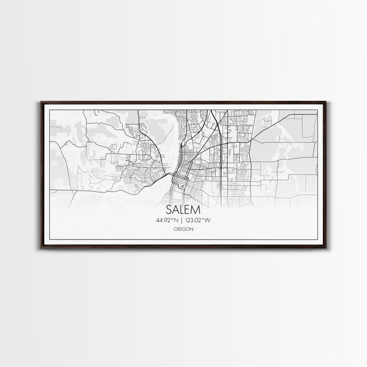 Salem City Map, Oregon Art, Map Print, Minimalist Wall Art, Wall Art, Canvas Art, Country Home Wall Art, Office Décor, First Home Gift