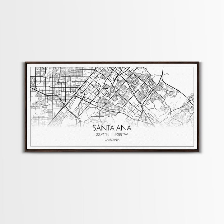 Santa Ana City Map, California Art, Map Print, Modern Wall Art, Wall Art, Canvas Art, House Wall Art, Over Bed Wall Décor, Gift For The Home
