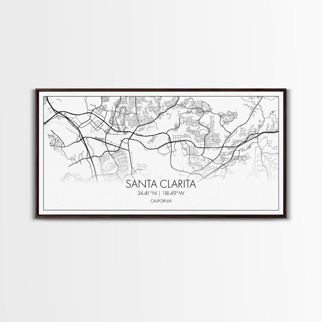 Santa Clarita City Map, California Art, Map Print, Modern Wall Art, Wall Art, Canvas Art, Best Friend Gifts, Family Room Art, Home Décor