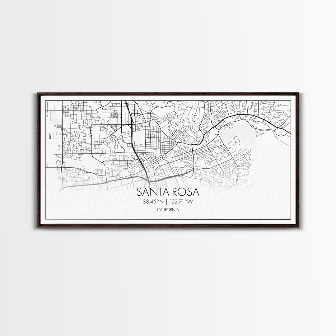 Santa Rosa City Map, California Art, Map Print, Modern Wall Art, Wall Art, Canvas Art, Modern House Art, Bedroom Prints, Nerdy Home Décor