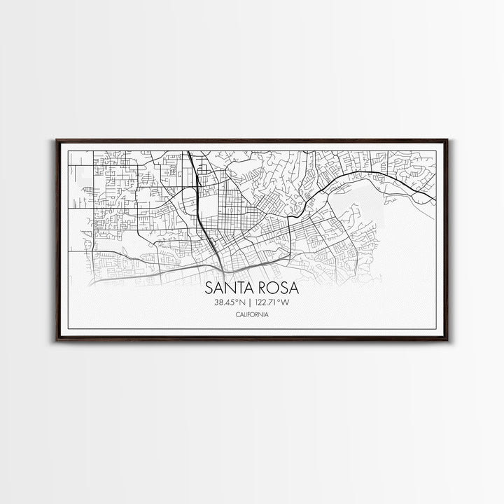 Santa Rosa City Map, California Art, Map Print, Modern Wall Art, Wall Art, Canvas Art, Modern House Art, Bedroom Prints, Nerdy Home Décor