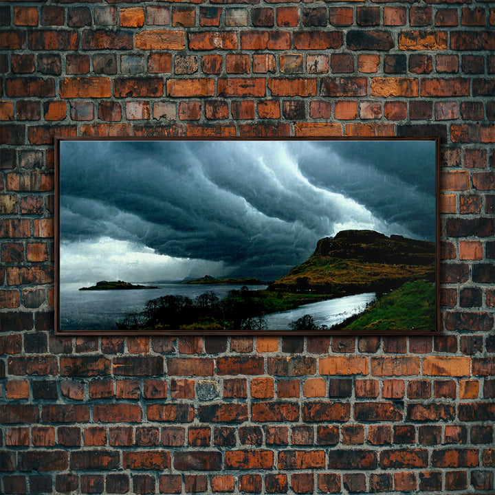 Foggy night rainstorm over the lake canvas print, nature and landscape wall art, ready to hang, cool wall art