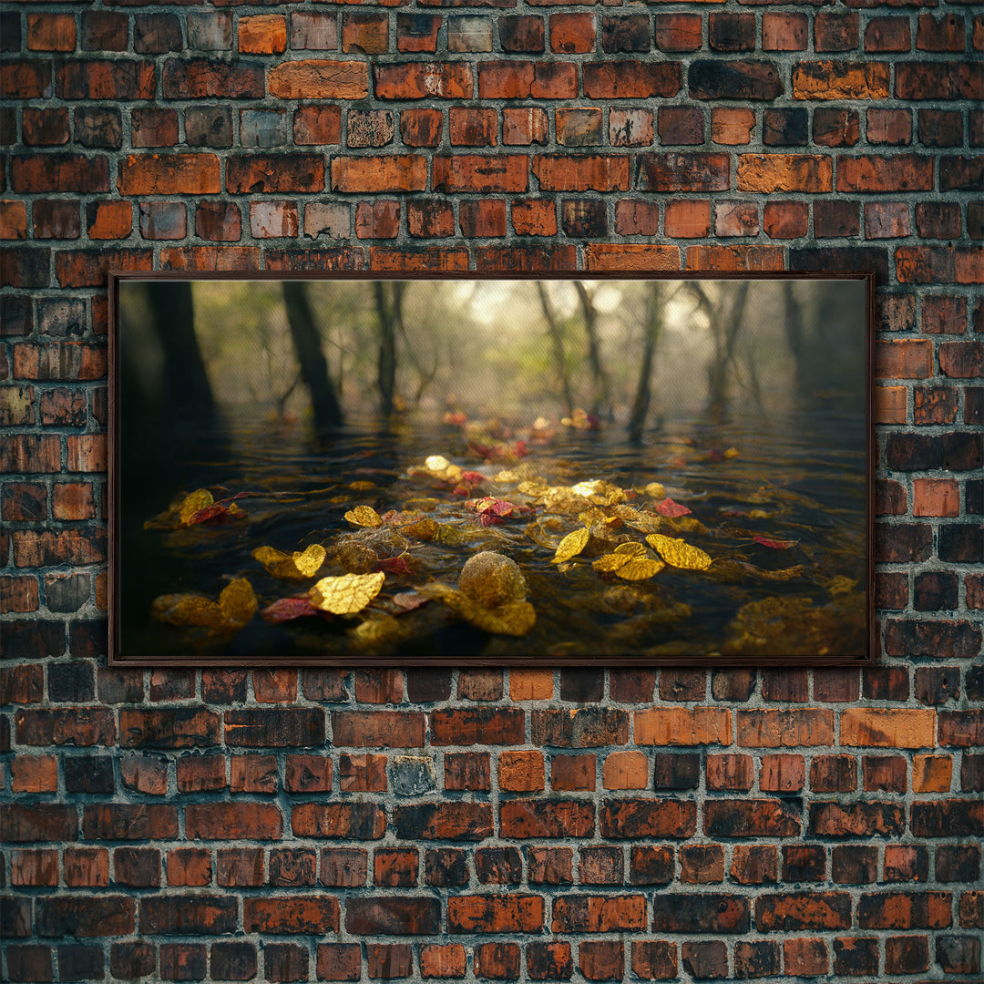 Wet Leaves Stream Forest Woods Fall Autumn Fine Art Print, Wall Art Print, Wall Décor, Wall Poster