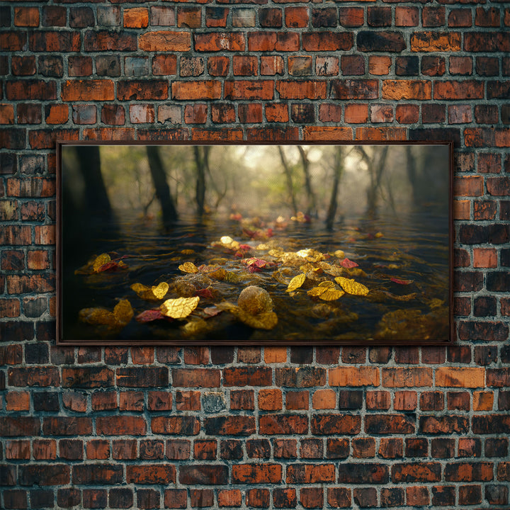 Wet Leaves Stream Forest Woods Fall Autumn Fine Art Print, Wall Art Print, Wall Décor, Wall Poster