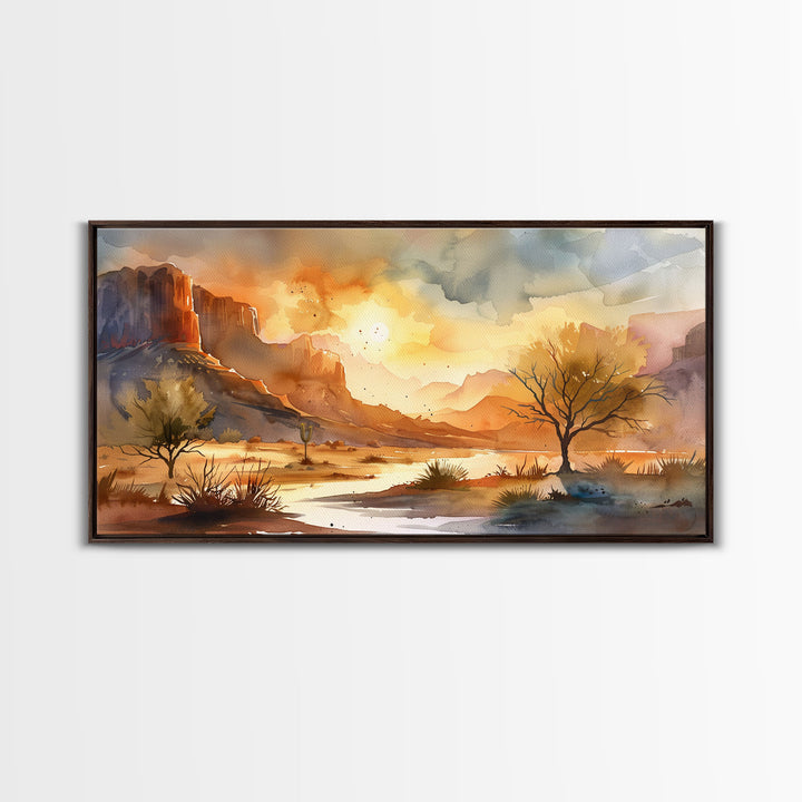 Foggy Rural Farmhouse Scene with Country Road, Charming Framed Canvas Print for Living Room, Rustic Wall Art, Vintage Decor