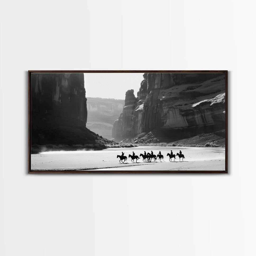 Horse Riders in Monument Valley, Stunning Framed Canvas Print for Living Room Wall Art, Bedroom Decor, Home Decor