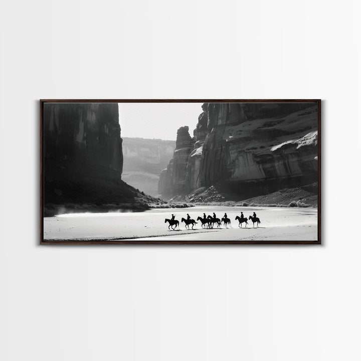 Horse Riders in Monument Valley, Stunning Framed Canvas Print for Living Room Wall Art, Bedroom Decor, Home Decor